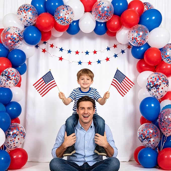 75pcs Red White and Blue Latex Balloons - Image 3
