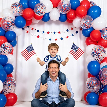 75pcs Red White and Blue Latex Balloons - Image 3