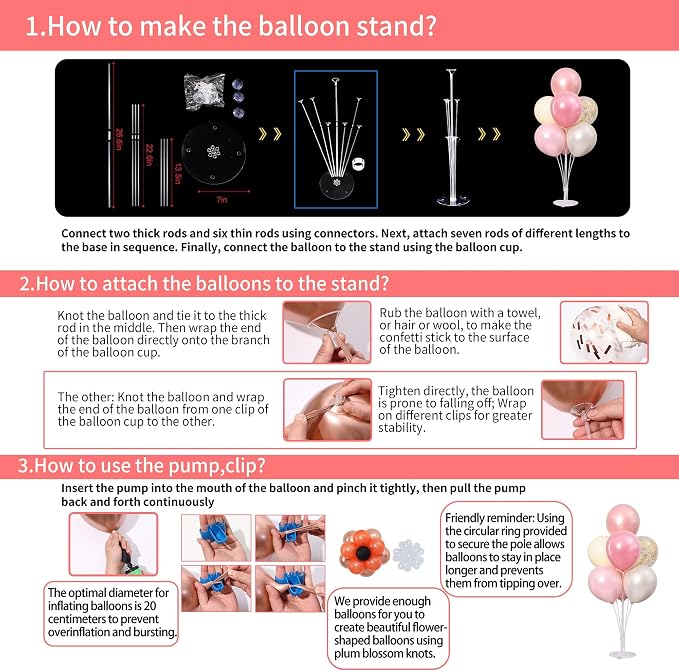 4 Sets Pearl Pink Sand White Balloons Stand - Image 3