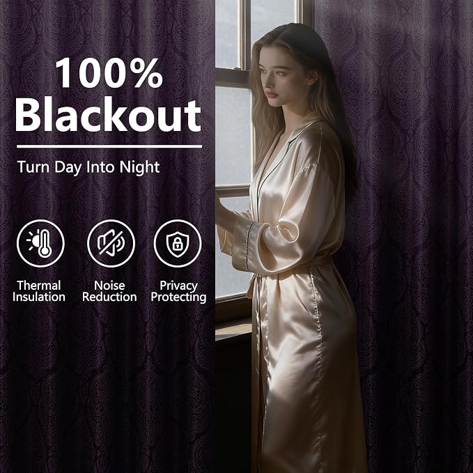 DWCN 100% Blackout Curtains for Bedroom 54 Inch Long - Image 3