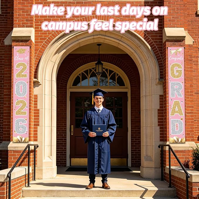 Graduation Decorations 2026, Class of 2026 Banner Congrats Grad | Pink Porch - Image 5