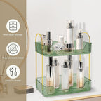 Bathroom Counter Organizer Countertop Storage Skincare Countertop Makeup Organizer Cosmetics Skincare Organizers Holder for Perfume-Green-golden pole