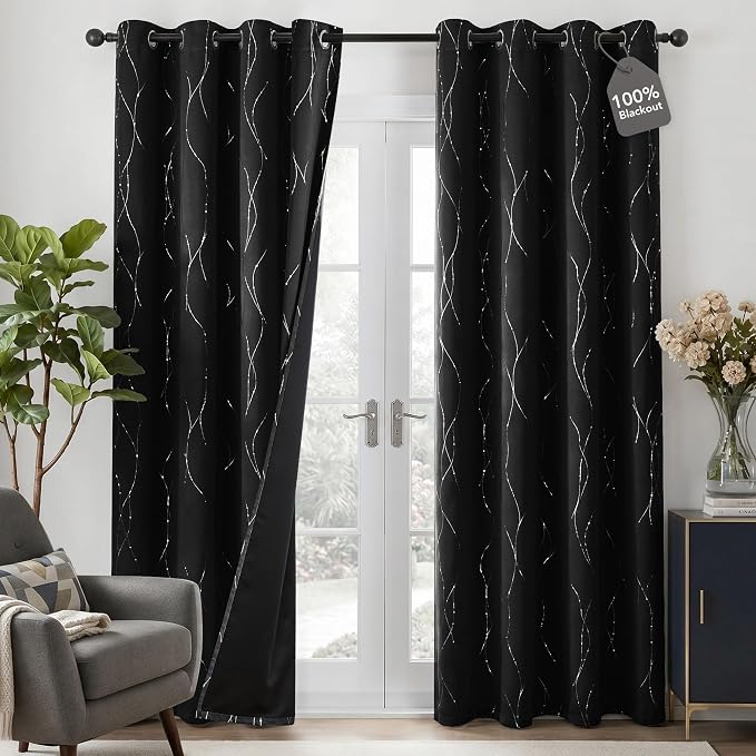 Deconovo 100% Blackout Living Room Curtains 63 Inches Long, Thermal Insulated by Unknown