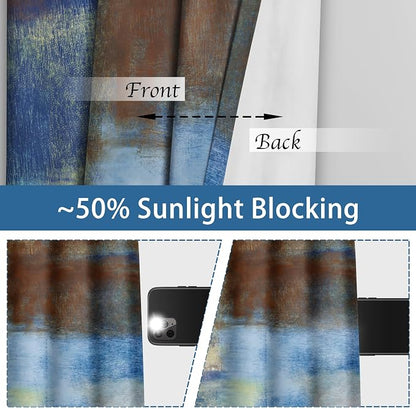 Asuexpect Abstract Curtains 2 Panels Abstract Rust Curtain Room Darkening - Image 2