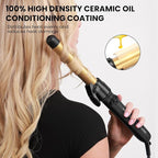 Rotating Curling Iron 3 in 1 Set, Automatic Curling Wand with 3 Interchangeable Ceramic Barrels(0.75" - 1.25"), Instant Heating Hair Culer with 5 Adjustable Temp, Include Heat Resistant Glove & Clips