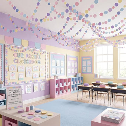 Outus 5 Pieces Colorful Circle Garland Banner Hanging Paper Dot Decorations - Image 6
