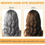 Brown Hair Dye Shampoo 3 in 1 for Gray Hair Coverage, Hair Color Shampoo for Women Men, Herbal Ingredients Shampoo Para Pintar el Cabello (16.9 Oz)