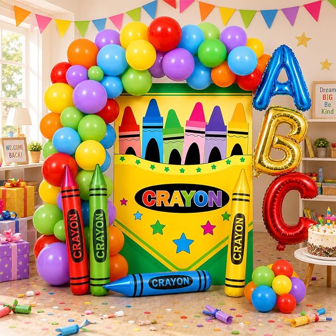 112PCS Crayon Balloon Garland Arch Kit Crayon Box Backdrop - Image 6