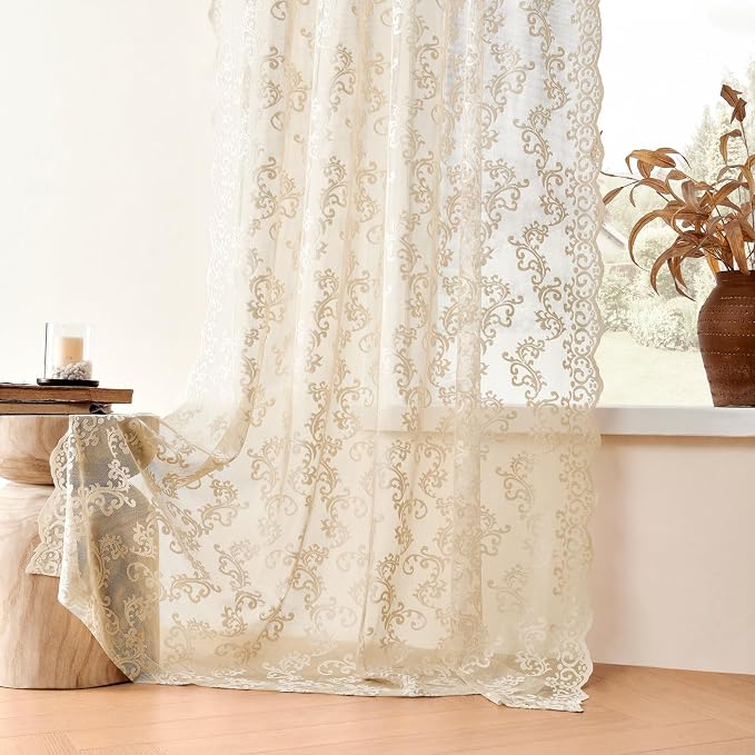 Victorian Floral Sheer Lace Curtains - Image 5