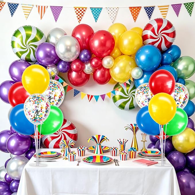 TONIFUL 4 Set Red Yellow Blue Green Balloon Stand Centerpieces - Image 6