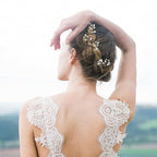 5 Pieces Bride Hair Pins Rhinestone Bridal Hair Piece for Women Crystal Hair Accessories for Bride Bridesmaids Flower Girls(Gold)