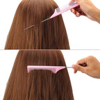 3 Packs 9 Inch Rat Tail Comb Carbon Fiber Heat Resistant Teasing Comb with Metal Pick Styling Parting Lightweight Sectioning Fine Tooth Combs for Women Girls