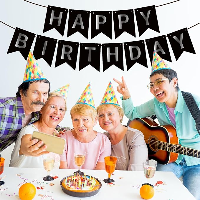 ZHENGYE Black Happy Birthday Banner - Image 3