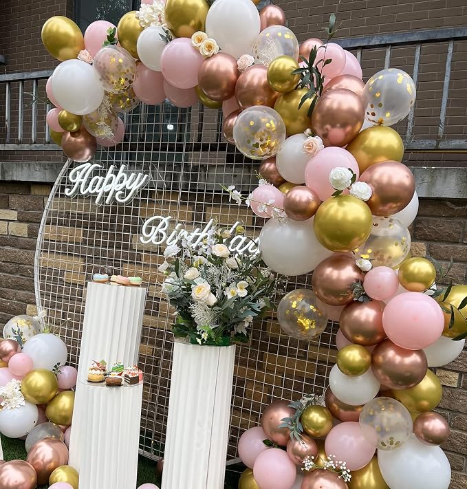 Rose Gold Pink White Balloon Garland Arch 160PCS Confetti Balloons Baby Shower - Image 8