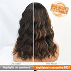 Nnzes Black Mixed Brown Wig with Bangs Short Bob Wavy Wigs Synthetic Curly Wig for Women Natural Looking Heat Resistant Fiber Hair for Daily Party Use