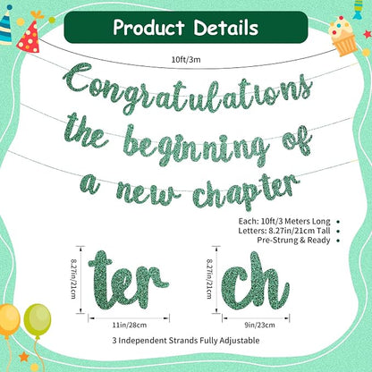 Pre-Strung Congratulations Banner New Chapter & Journey Hanging Garland Glitter - Image 2