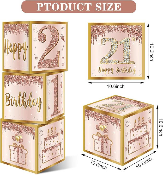 Guiruiy 3Pcs 21st Birthday Decorations Balloon Gift Boxes - Image 2