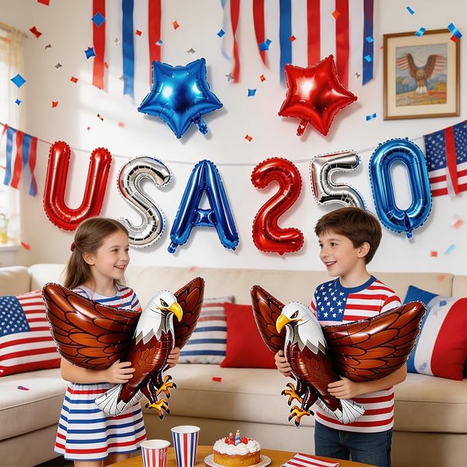 10PCS 4th of July Balloons Set, USA 250 Foil Letter Balloons - Image 5