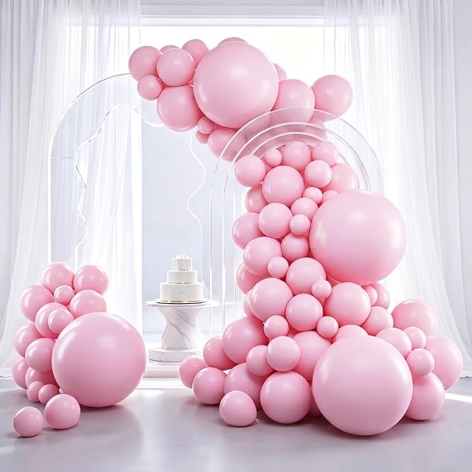 RUBFAC 129pcs Pastel Pink Balloons Different Sizes 18 12 10 5 Inches by RUBFAC
