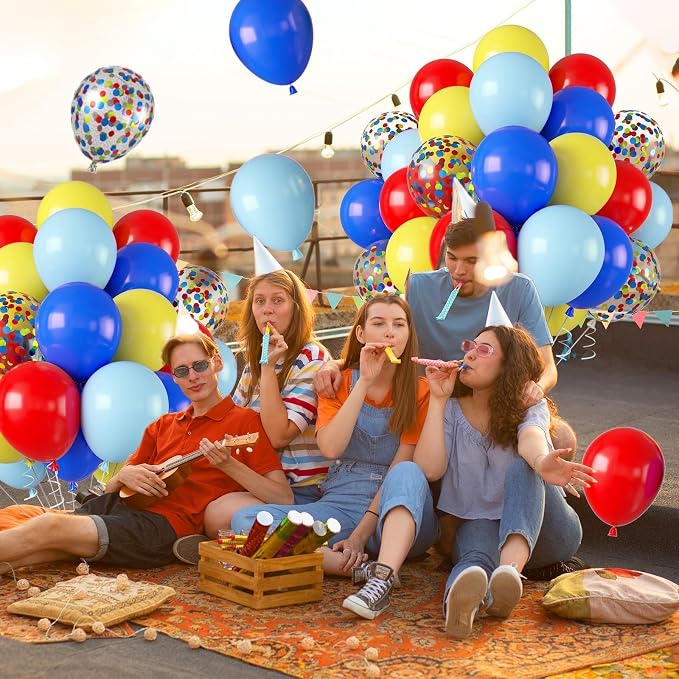 Red Blue Yellow Balloons, 12 Inch Maca Blue Navy Red Yellow Balloons and - Image 7