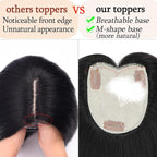 Human Hair Toppers for Women with Thinning Hair Real Human Topper Crown No Bangs 10 Inch #1B Natural Black
