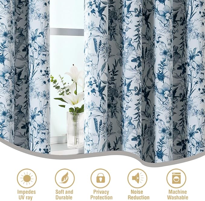 H.VERSAILTEX Blackout Curtains 84 Inch Length 2 Panels Set Floral Print Curtain - Image 6