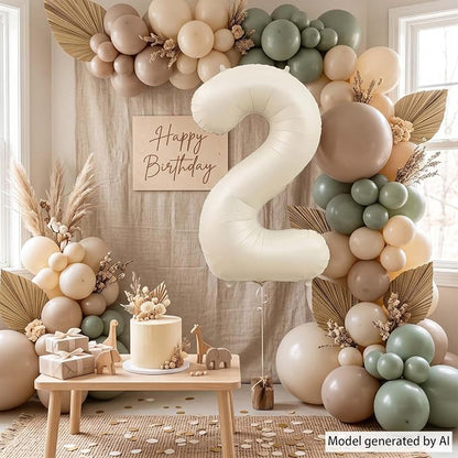 Cream Number 2 Balloon 40 Inch, Foil Numeral - Image 7