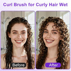 2-Pack Curly Hair Brush, Curl Defining Brush with Soft Boar Bristles Detangling Tangled Glides, Wide-Teeth Design Effortlessly Shaping & Defining Curls, Curling Definer for Wet & Dry Hair(Pink Purple)