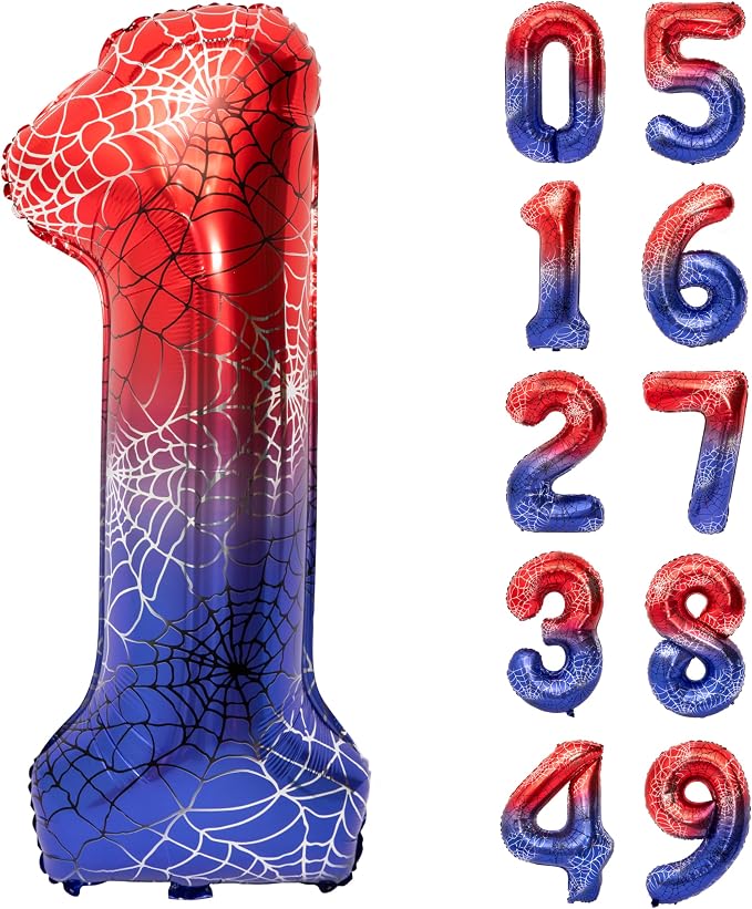 40 IN Red Blue Gradient Number 1 Balloon Large Digital 1 Foil Balloon | by YOIOZAIZAI