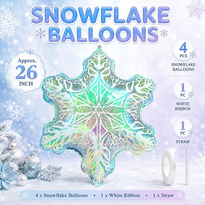 Iridescent Snowflake Balloons, New Year, Birthday and Baby Shower Decorations - Image 2