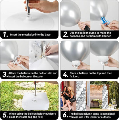 2 Sets Silver and White Balloon Column Stand Kit - Image 5