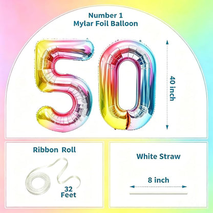 Rainbow Number Balloons Birthday Balloons - Image 2