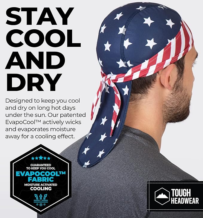Cooling Helmet Liners - Do Rag Skull Caps for Men - Cooling Head Wraps, Hard Hat Liner - Motorcycle Pirate Bandana