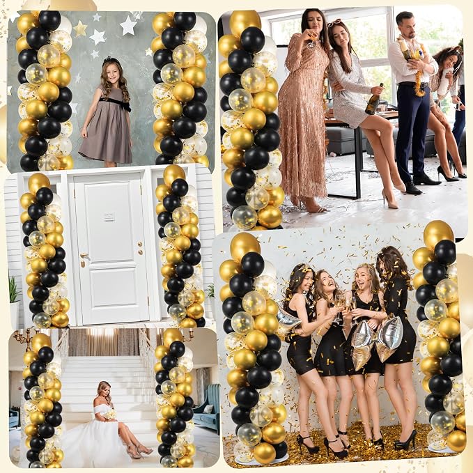 2 Set Black and Gold Balloons Column Stand Kit - Image 7