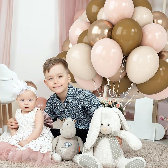 Brown Beige Gold Balloons Blush Neutral Tan Sand White Champagne Latex Balloon - Image 7