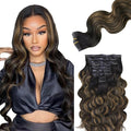 Lashey Seamless Clip in Hair Extensions Human Hair 150g 9pcs 20 Inch Body Wave Natural Black Mixed Chestnut Brown Clip in Hair Extensions for Women