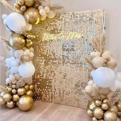 Light Gold Shimmer Wall Backdrop 36 Panels Cover 6 x 6 Ft, Photo Backdrops - Image 6