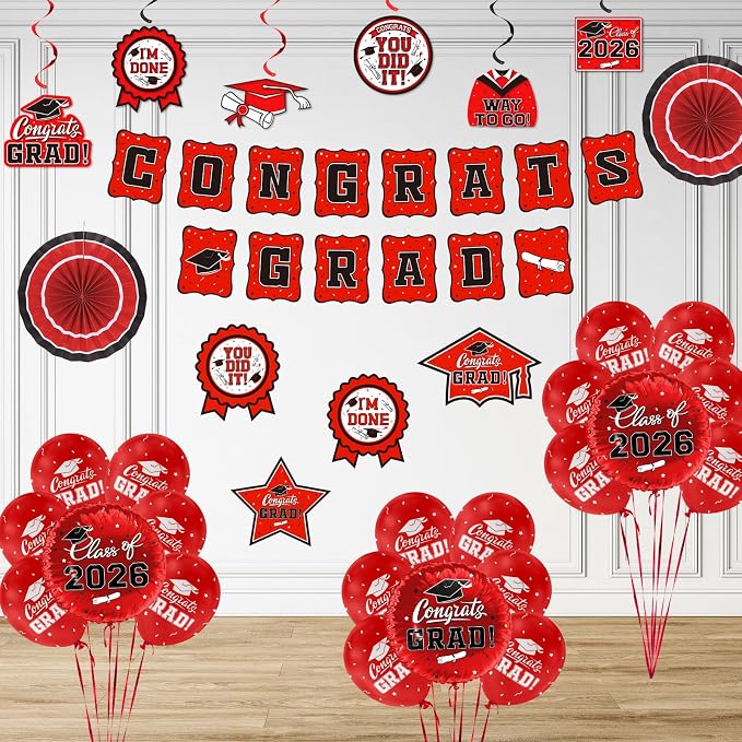 Red Themed 2026 Graduation Decorations Set - Image 7
