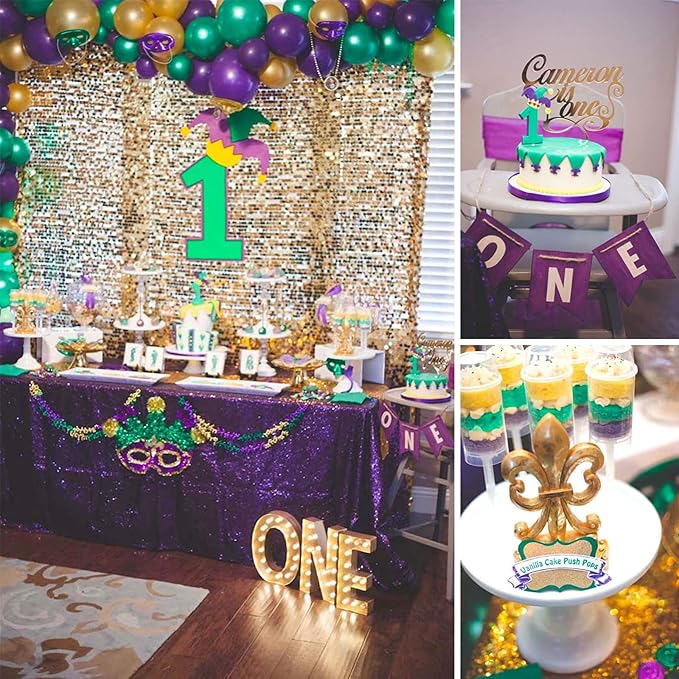 PartyWoo Purple Green Gold Balloons 50pcs Dark Purple Green Gold Balloons | - Image 4