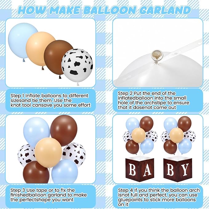 Blueweenly 6 Sets Cowboy Baby Shower Table Centerpieces Western Baby Shower - Image 3