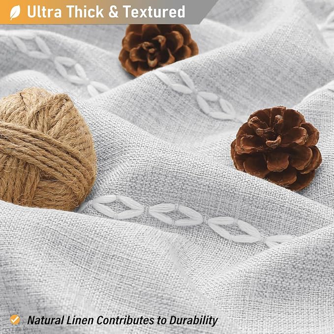 72x84 Long Boho Farmhouse Linen Heavy Duty Shower Curtain, 330GSM Linen Blend - Image 2
