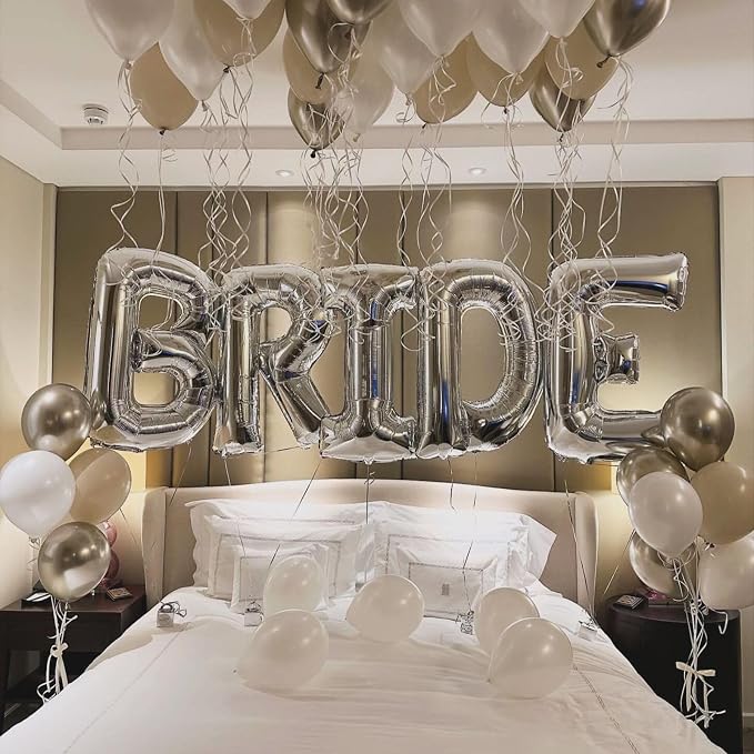 40 Inch BRIDE Balloons Bachelorette Party Decorations, Metallic Silver Bride - Image 4