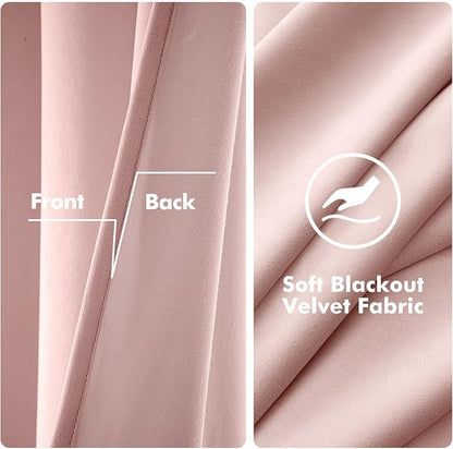 MIULEE Velvet Curtains Light Pink 52 x 96 Inch Length Set of 2 | Grommet Drapes - Image 3