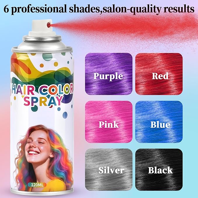 Pink hair spray,Hair spray temporary for Women Kids Men, Washable Temporary Hair Dye Spray，Spray hair color Non-Sticky，For Christmas Party, Halloween Crazy Hair Day,Cosplay Party (Pink, 4.06 oz)