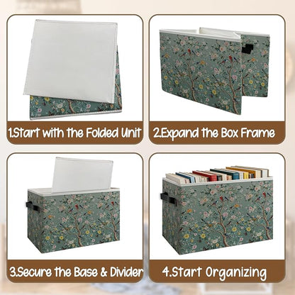 Chinoiserie Bird Floral Foldable Storage Bins Box - Image 4