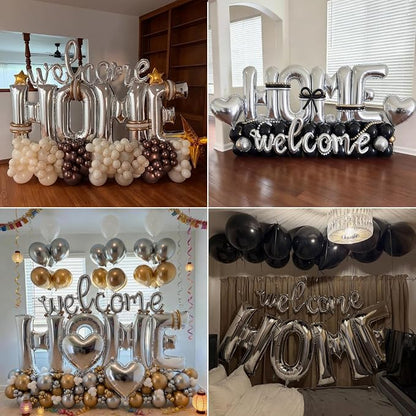 Welcome Home Balloons Silver, 40Inch HOME and 16Inch Welcome Foil Balloons - Image 7