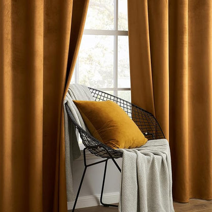 MIULEE Velvet Curtains Golden Brown 52 x 96 Inch Length Set of 2 | Grommet - Image 6