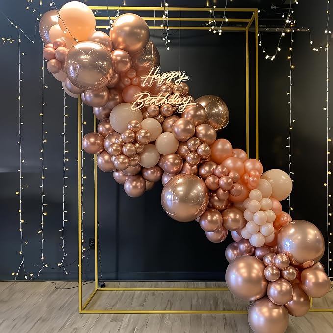 HILAVO Rose Gold Balloons Garland Arch Kit 18 10 5 In Rose Gold Heart Foil - Image 4