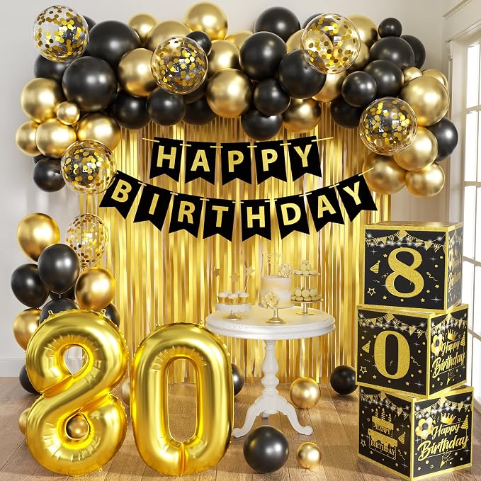 Gold 80th birthday decorations for men by jenmir