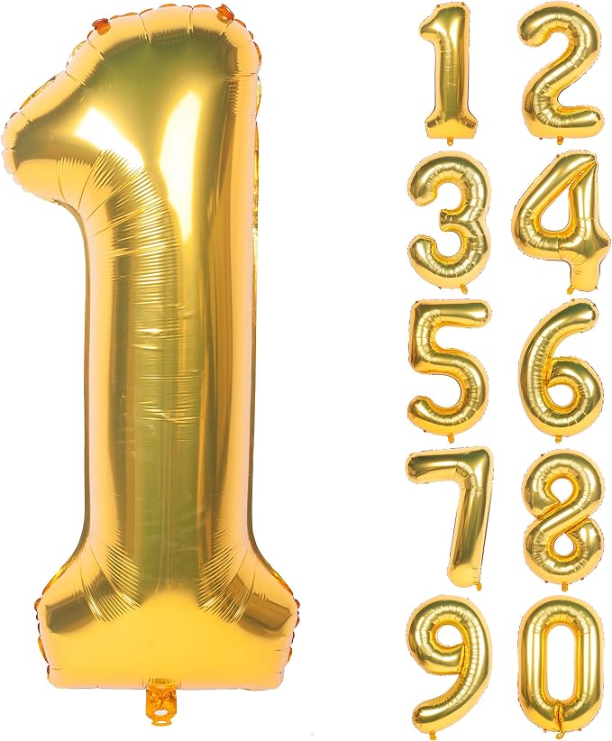 40In Large Gold Number Balloon 1 Aluminum Foil Mylar Big Number Balloon 0-9 | by Exquisitehighqualitypartydecorationstomeetyoureveryneed%EF%BC%81